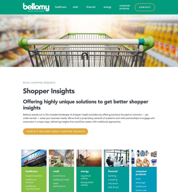 Bellomy Shopper Insights website page